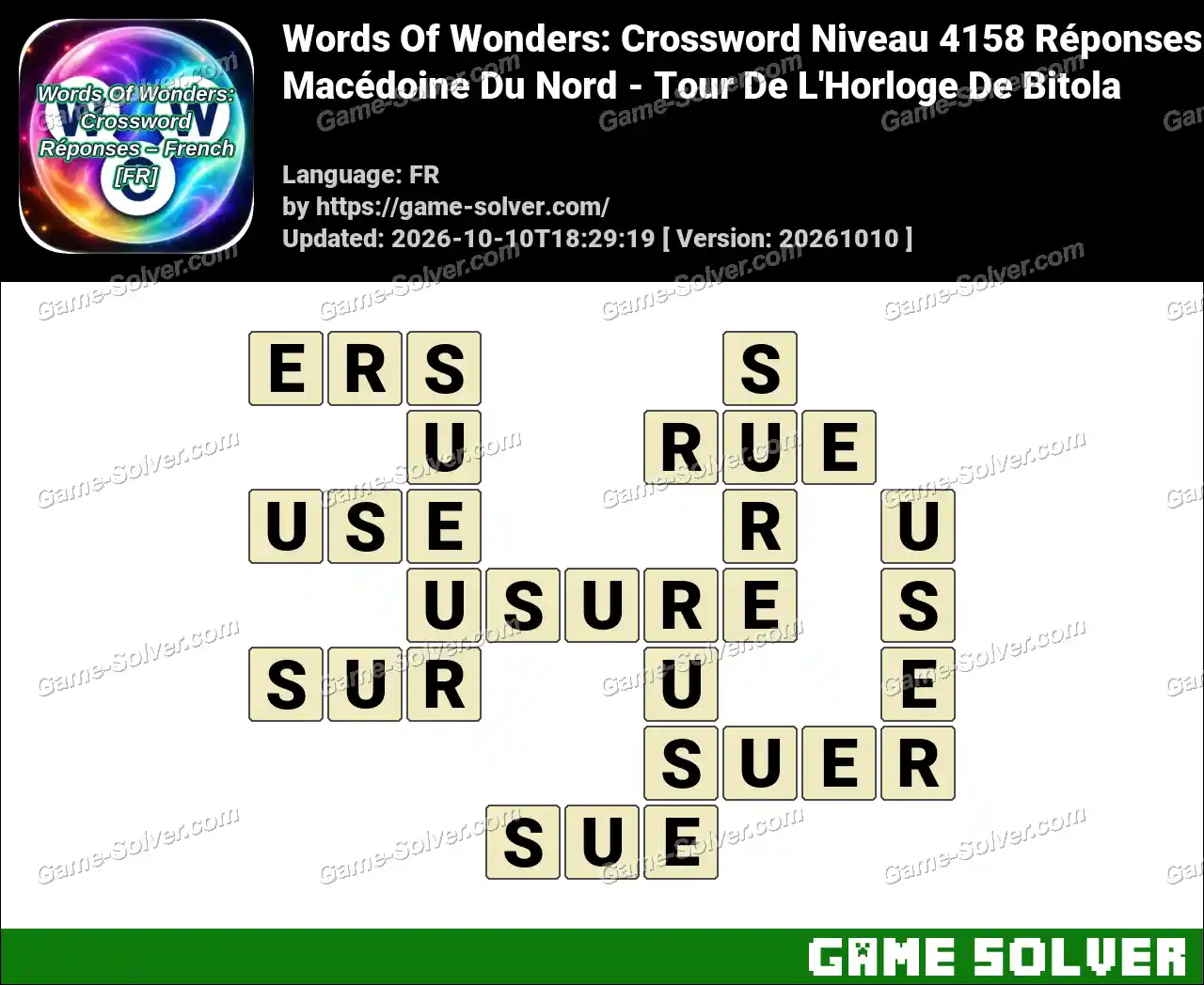 Words Of Wonders: Crossword Niveau 4158 Réponses – Macédoine Du Nord – Tour De L’Horloge De Bitola